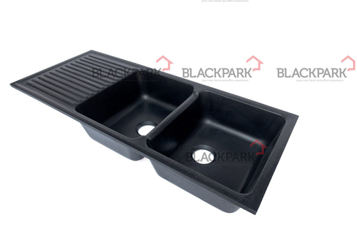 Corian Sink Double Bowl With Drain (Black)