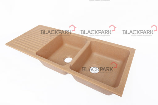 Corian Sink Double Bowl With Drain (Caramel)