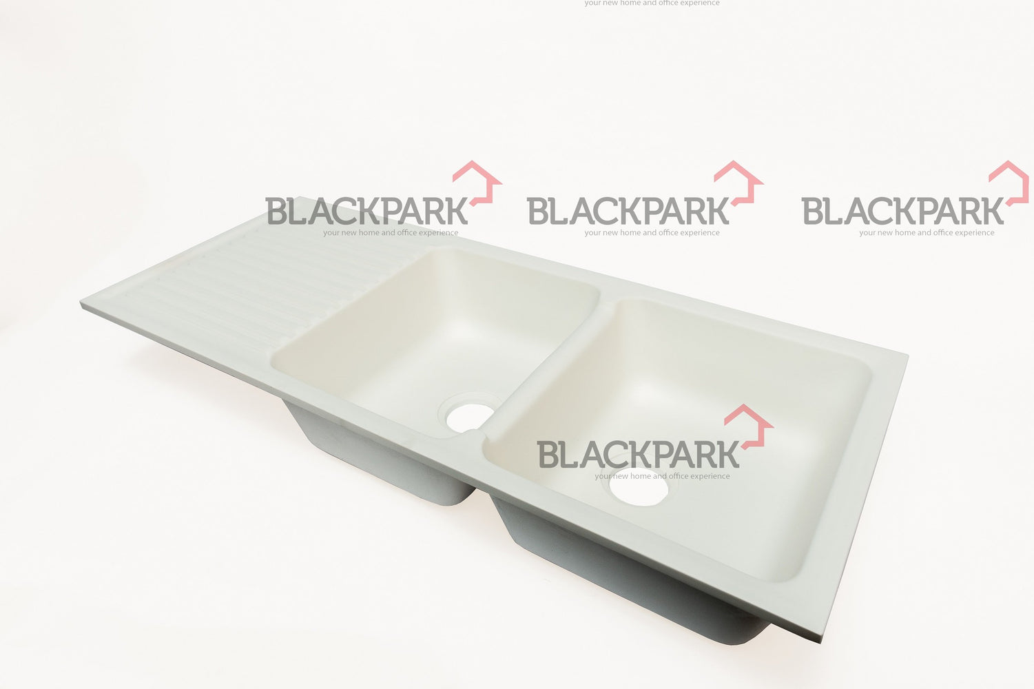 Corian Sink Double Bowl With Drain (White)