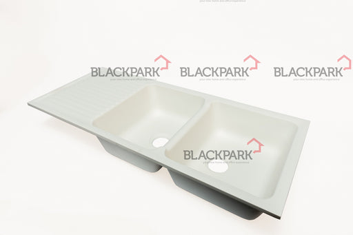 Corian Sink Double Bowl With Drain (White)